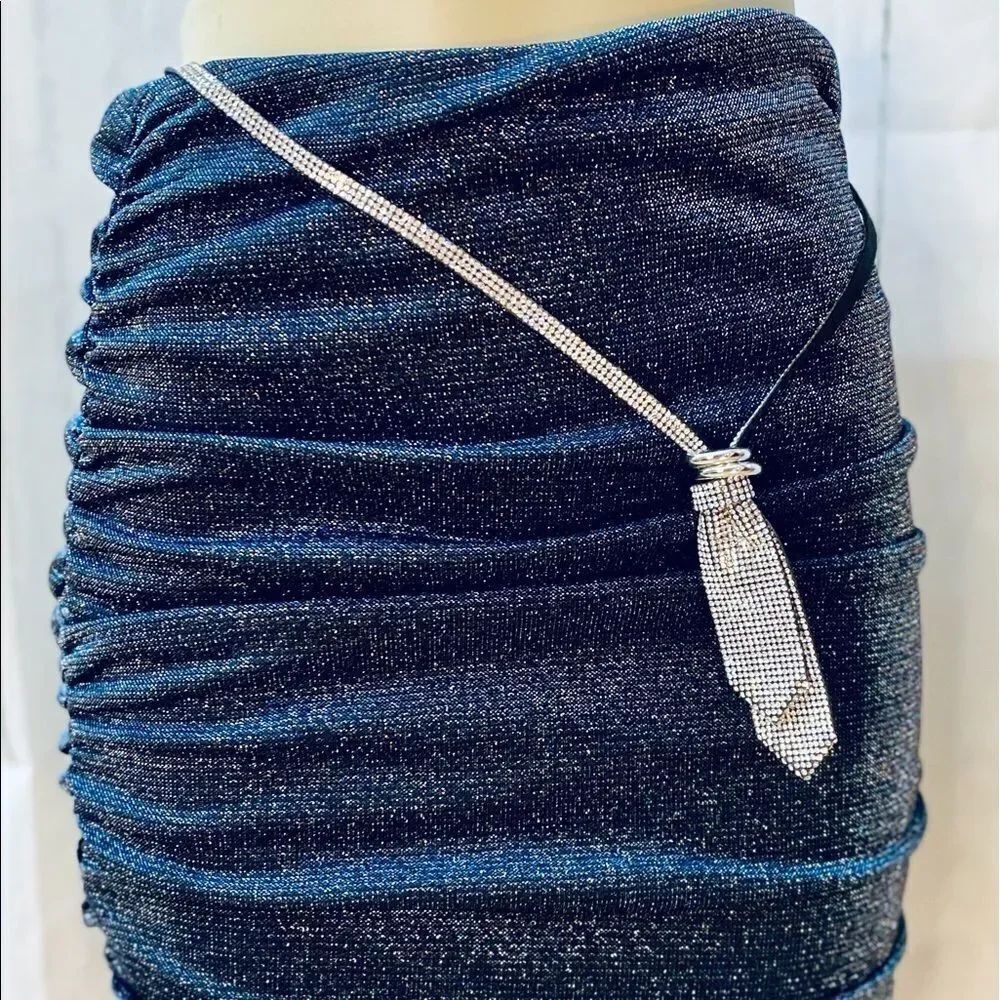 Navy Blue Sparkle Mini Skirt NEW